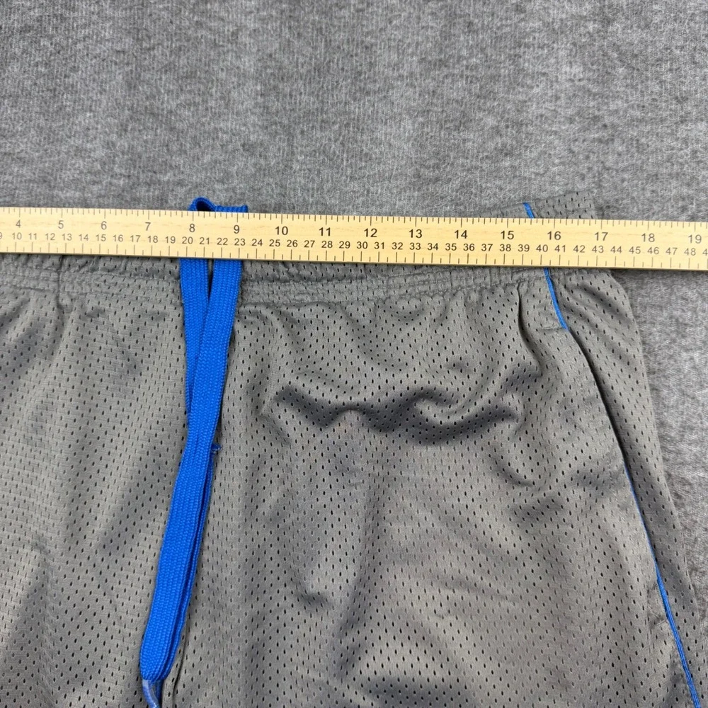 Reebok Mesh Athletic Shorts Men's L Grey Blue Piping Drawstring Gym Workout‎